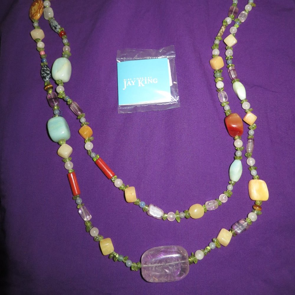 Jay King Mine Finds 60" Genuine Handmade Authentic Multi Gemstone Necklace